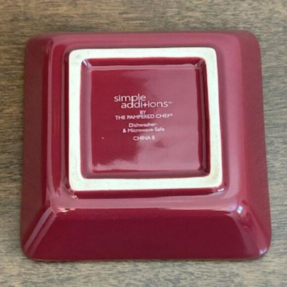 PAMPERED CHEF SIMPLE ADDITIONS SMALL SQUARE DIP SERVING BOWL & PLATE SET PAPRIKA - Picture 7 of 7